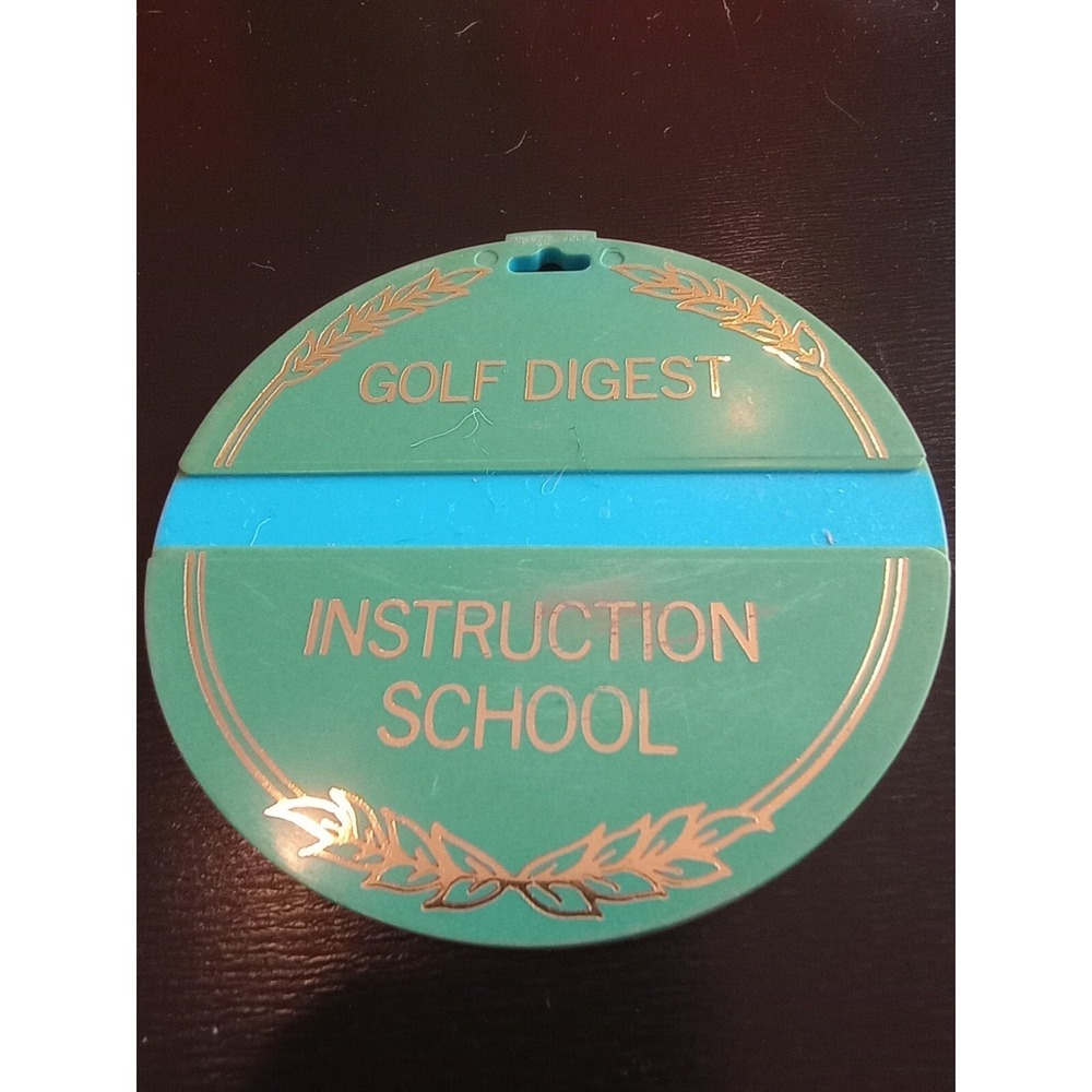 Vtg Golf Bag Tag Golf Digest Instruction School "C-2" Golf Bag Tag White Green